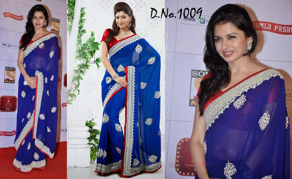 Blue with white border bhagyashree designer saree