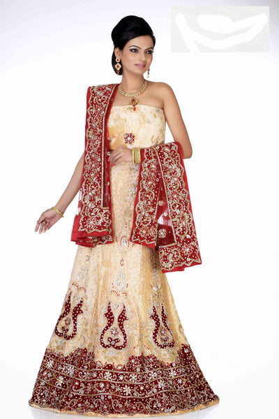 Mustard Velvet Embroidery With Heavy Stone Work Bridal Lehenga Choli