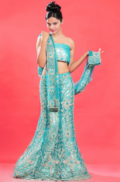 Blue Color Zardosi Work Lehenga Choli With Dupatta - RAJSHRIFASHIONS