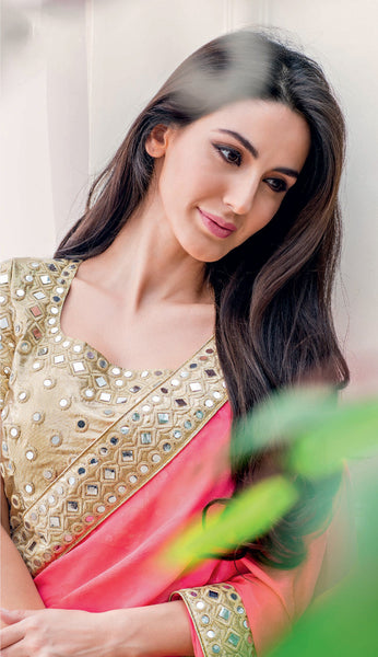 Green Color Georgette Diamond Work Designer Saree