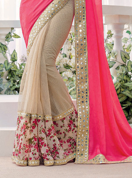 Green Color Georgette Diamond Work Designer Saree