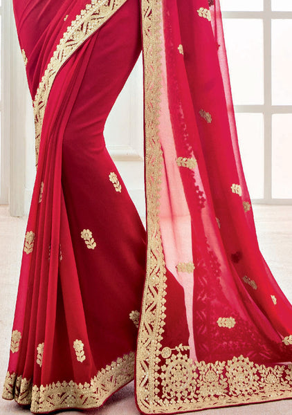 Beige And Green Georgette With Jaquard Diamond Embroidery Work Saree With Blouse