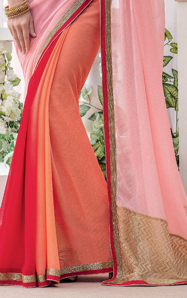 Navy Blue and Rama Color Net With Sateen Printed Zari Work Saree With Blouse