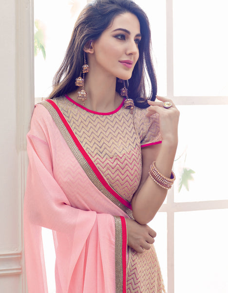 Navy Blue and Rama Color Net With Sateen Printed Zari Work Saree With Blouse