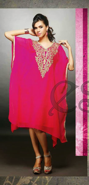 Rani Pink Embroidery Work Georgette Designer And Party Wear Kurthi