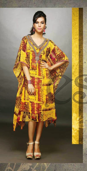 Yellow Embroidery Work Georgette Designer And Party Wear Kurthi