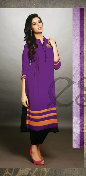 Purple Embroidery Work Georgette Designer And Party Wear Kurthi