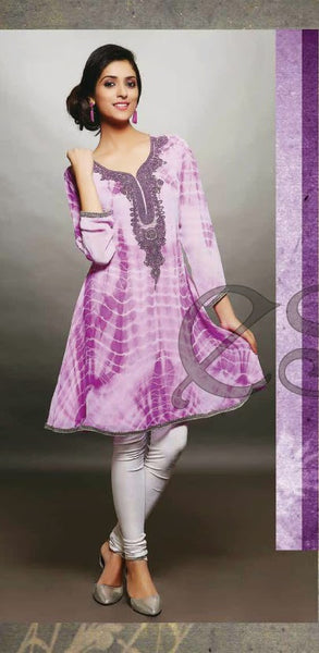 Violet Embroidery Work Georgette Designer And Party Wear Kurthi