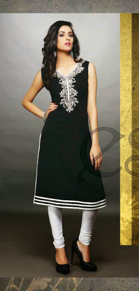 Black Embroidery Work Georgette Designer And Party Wear Kurthi
