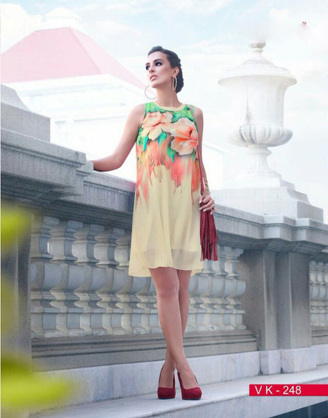 Multicolor Printed Georgette Designer Kurthi