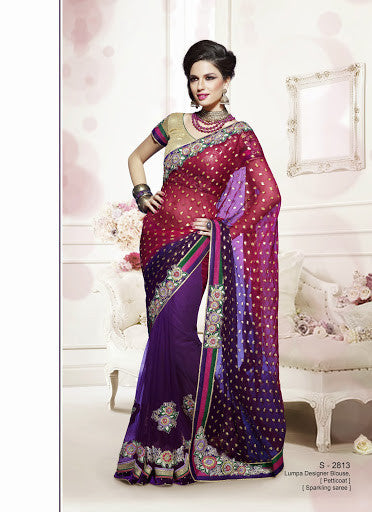 Dusty Pink And Lumpa Color Faux Chiffon Net Designer Saree