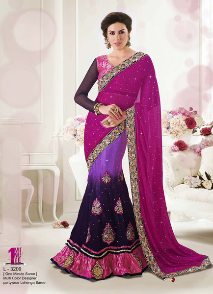 Multi Color Designer Party wear Lehenga saree