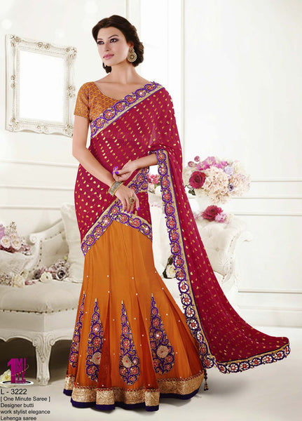 Designer Butti Work Stylist Elegance Lehenga Saree