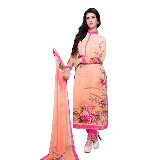 Orange Color Georgette Floral Print Salwar Kameez