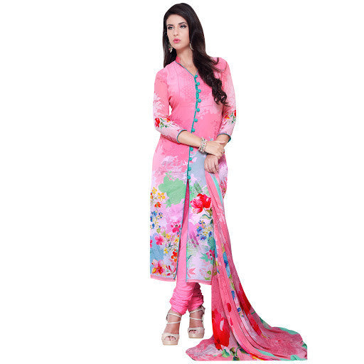 Pink Color Georgette Floral Print Salwar Kameez