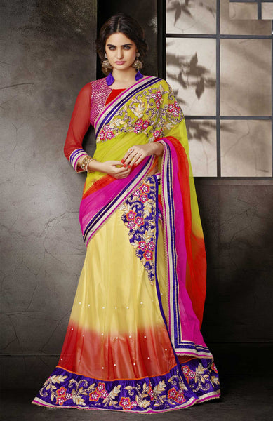 Designer Flora and Leaf Work saree