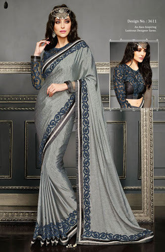Ethereal Gray Art Silk Saree 