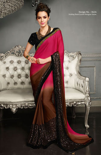 Magnificient Rani and Cofee designer saree