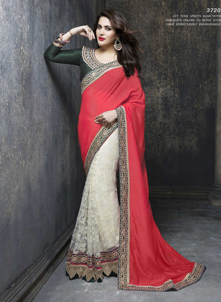 Dazzle Up Your Party Look By Dreaping This Chiffon & Rasal Nett Saree