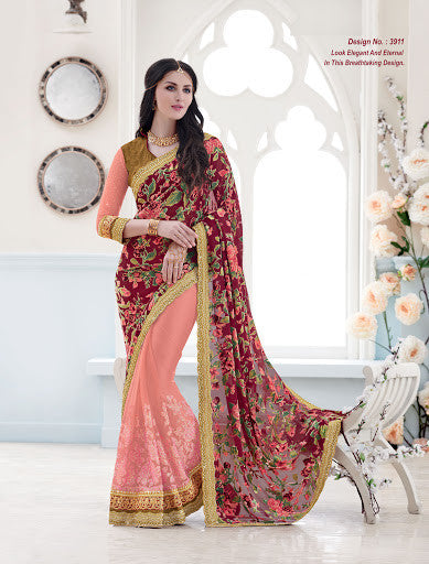 SPREAD THE PARTY WEARING THIS BEAUTIFUL VELVET BRASSO SAREE