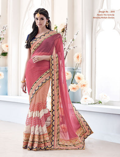 CHIKU COLOR WITH EMBROIDERY WORK SKIRT AND BORDER SAREE