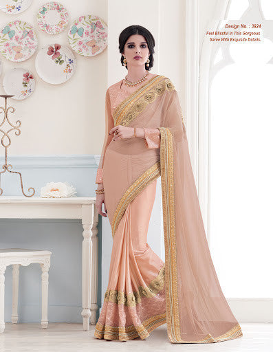 THIS GORGEOUS FRESH PEACH COLOR SAREE