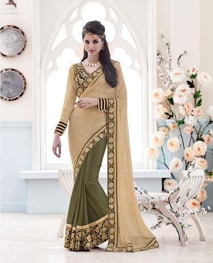 UNIQUE COMBINATION OF COLORS WITH GORGEOUS EMBROIDERY SAREE