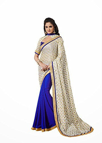 Rajshri Fashions Kora Silk Saree (118 _Blue) - RAJSHRIFASHIONS