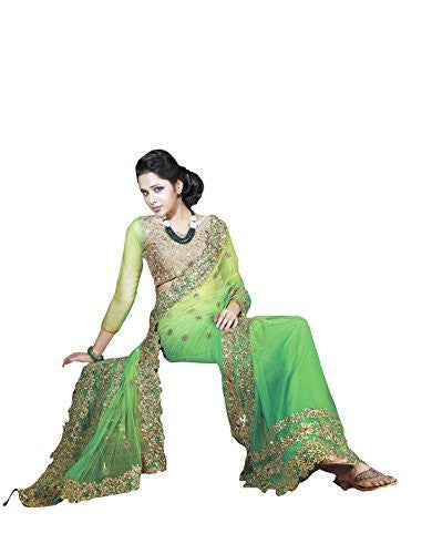 Rajshri Net Saree(SKU7214_Green) - RAJSHRIFASHIONS