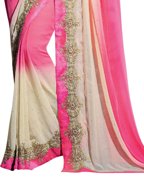 Blue Brasso Foil Work Designer Saree With Blouse