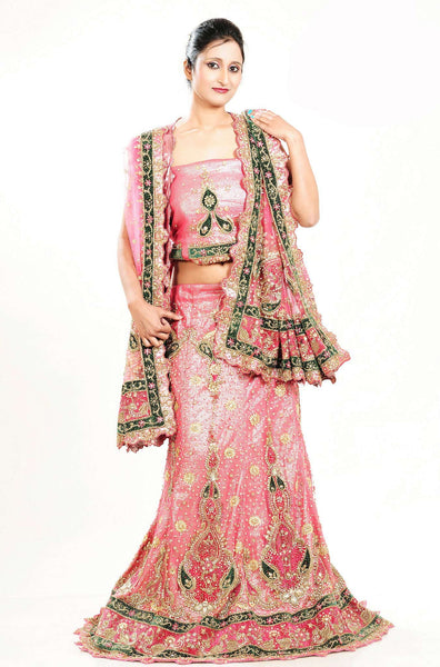 Net broket Peach Colour lehenga Choli