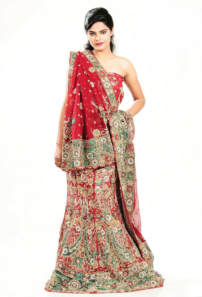 Maroon Designer Fish Cut Lehenga For Bridal Wear