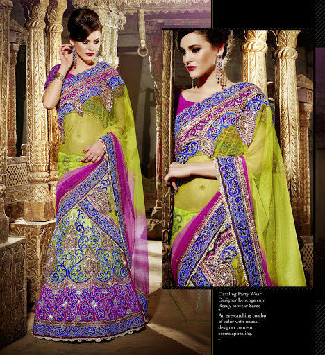 Dazzling Party Wear Designer Lehenga cum Ready to wear Saree 