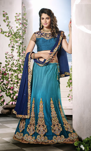 Appealing Aqua Blue Color Designer Lehenga choli