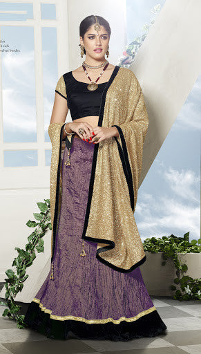 Light Purple Crushed Art Silk Sequins Embroidery Lehenga Choli With heavy Dupatta 