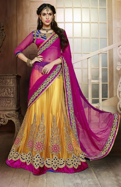 Yuthfull yellow designer lehenga with heavy floral worked