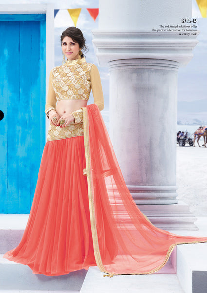 Peach Color Imported Net Latest Designer Lehenga Choli