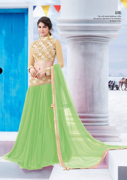 Parrot Green Imported Net Latest Designer Lehenga Choli