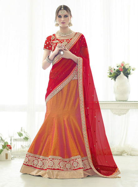 Classy Orange Color Turcky Silk Designer Lehenga Choli