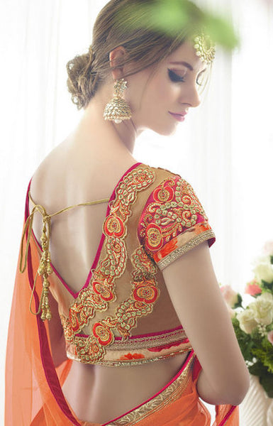 Classy Shaded Orange Color Net Lehenga Choli