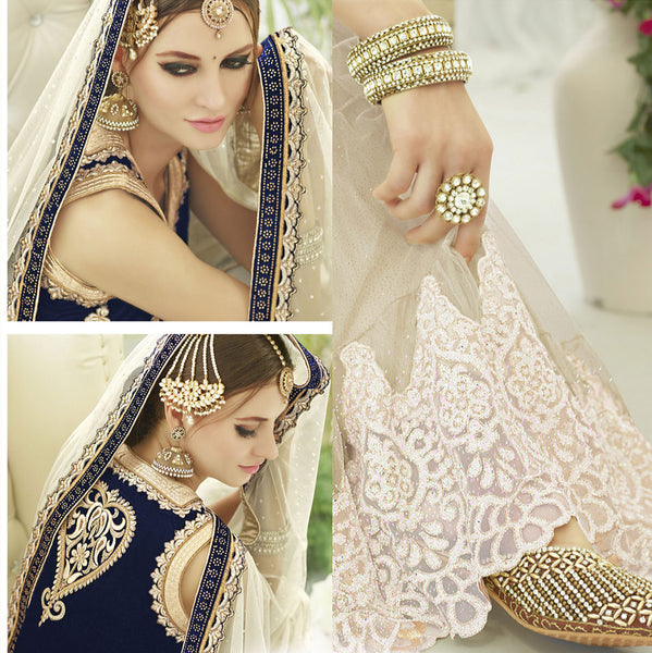 Modern Cream Color Net With Glitter Embroidery Lehenga Choli