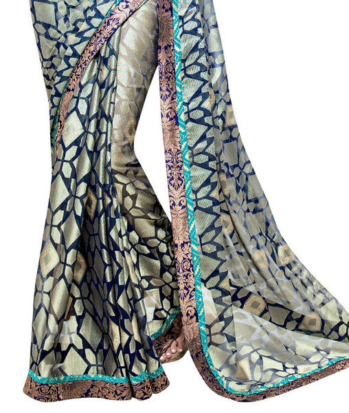 Grey Color Georgette Designer saree