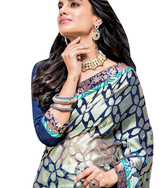 Grey Color Georgette Designer saree