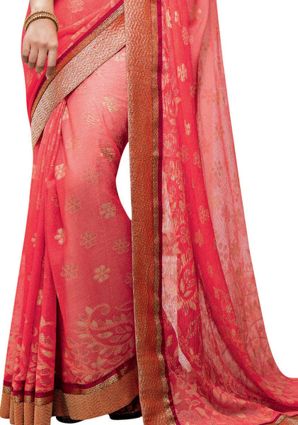 Orange Color Viscose Georgette Designer saree