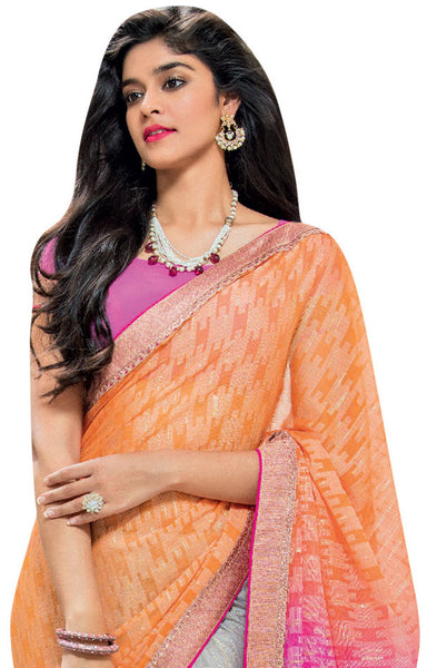 Orange Color Georgette Designer saree