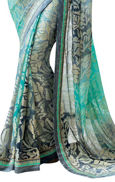Blue Color Viscose Georgette Designer Saree