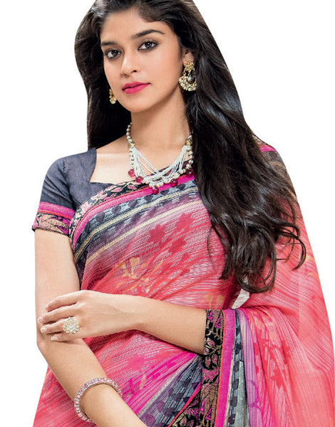 Green Chiffon Embroidery Work Designer saree
