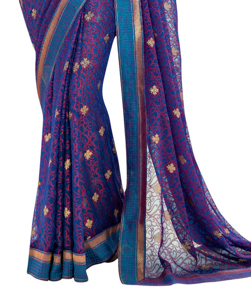 Pink And Beige Chiffon And Brasso Diamond Foil Work Saree