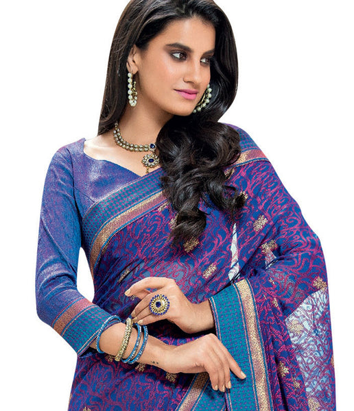 Pink And Beige Chiffon And Brasso Diamond Foil Work Saree