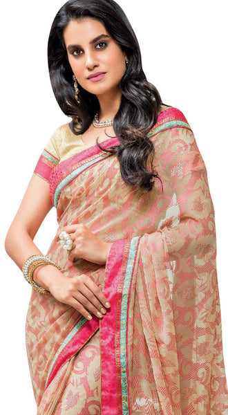 Red Georgette Embroidery Work Designer saree